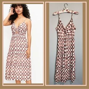 Loft Pink Floral Midi Dress